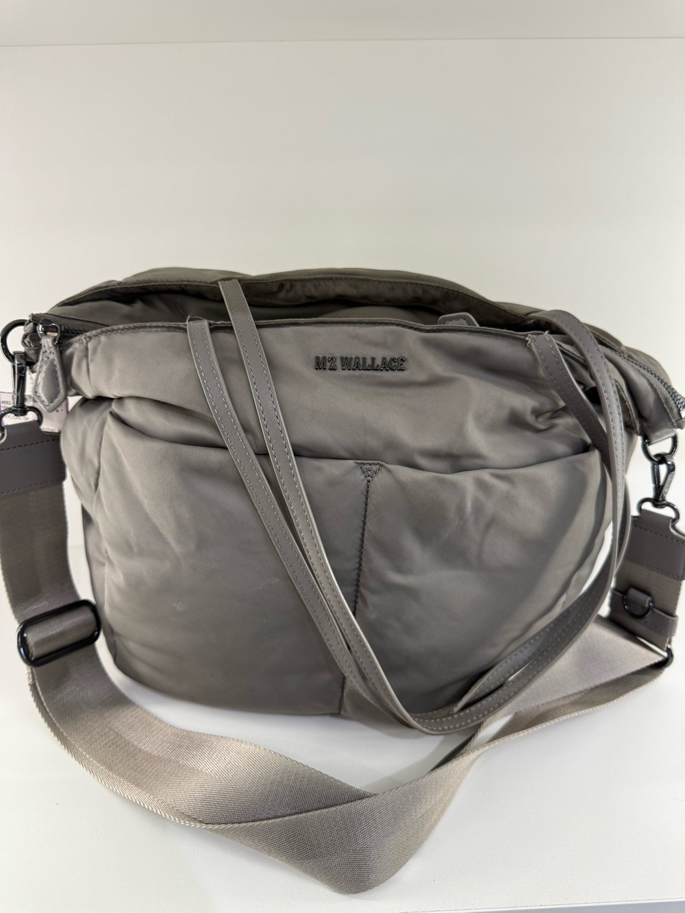 Mz Wallace Grey Tote/Satchel w Cross Body Strap